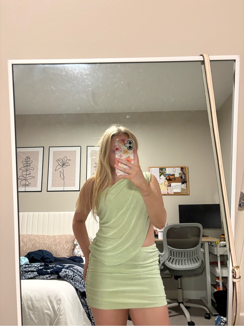 Edikted Pale Green Draped Cutout Mini Dress NEW WITH TAGS